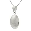 Sterling Silver Etched Oval Locket Necklace