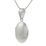 Sterling Silver Etched Oval Locket Necklace