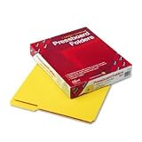 Smead 21562 Colored Pressboard Folder, 1/3 Cut Tab, Asst. Pos, 1 Exp, Letter, Yellow, 25/bx,