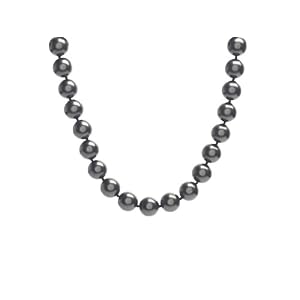 Sterling Silver 16mm Black Masami Shell Pearl Necklace with Cubic Zirconia... by