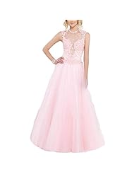Sexy Cocktail Belted Lace Beaded Tulle High-Neck Evening Dress/Party Dress 