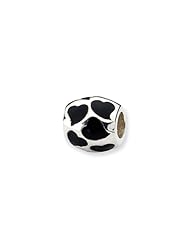 Sterling Silver Black Enameled Hearts Charm for 3mm Charm Bracelets