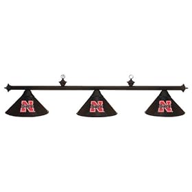 Nebraska Cornhuskers 3pc BLACK METAL SHADE POOL TABLE LIGHT LAMP