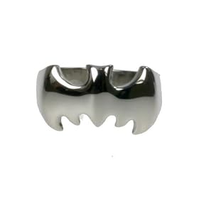 316L stainless steel ring with shiny polish - Batman Logo (Size 9)stone - Width: 7mm (Sizes 8-12)