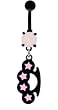 BRASS KNUCKLE BELLY RING WITH PASTEL PINK STAR CUTOUTS
