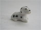 Dolls House Minatures Black and white spotted porcelain dog lyin