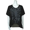 (ディズニー)DISNEY ドルマン Tシャツ × タンクトップ レディース アンサンブル 2点セット 半袖 (ブラック)