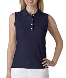 High Quality Cross Creek Ladies' Sleeveless Pima Pique Polo - Navy