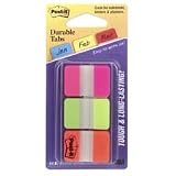 3M Post-it(R) Durable Tabs, 1 x 1 1/2, Fluorescent Green/Orange/Pink, Pack Of 3