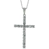 14k White Gold 18 in. Thin Chain & 1 1/8 in. (29mm) tall Latin Cross Pendant, w/ 1.00 Carat Brilliant Cut Diamonds 31xS0OeT kL. SL160 14k White Gold 18 in. Thin Chain & 1 1/8 in. (29mm) tall Latin Cross Pendant, w/ 1.00 Carat Brilliant Cut Diamonds