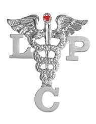 NursingPin - Licensed Professional Counselor LPC Pin with Ruby in Silver