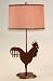 Rusted Metal Rooster End Table Lamp with Red Checkered Shade