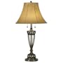 Bronze Cage Faux Leather Shade Table Lamp
