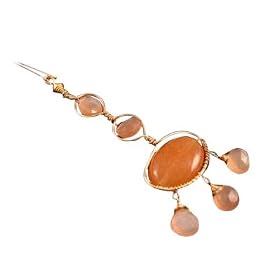 Gold-Filled Peach Aventurine and Peach Moonstone Linear Earrings
