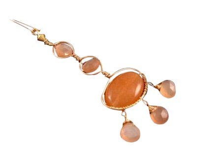 Click here to buy Gold-Filled Peach Aventurine & Peach Moonstone Linear Earrings.