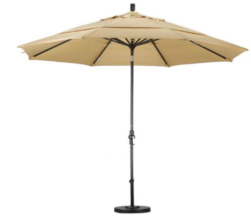 California Umbrella GSCU118117-SA53-DWV 11-Feet Pacifica Fabric Aluminum Crank Lift Market Umbrella with Bronze Pole, Canvas
