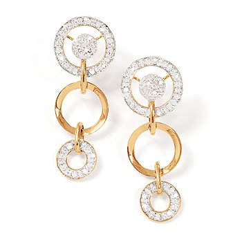 0.40 Ct. T.W. Diamond Circles With Circle Link Drops In 14kt Yellow Gold Clip/Posts