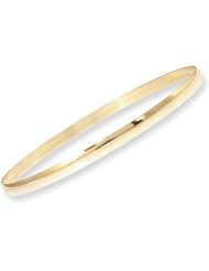14k Yellow Gold, Classic Plain Polished Slip On Bangle Bracelet 4mm Width