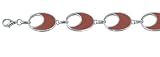 Designer Ze Sterling Silver Bracelet with Red Enamel Inlay and clear coat enamel for protection. Features 7 elements and is 7 1/2