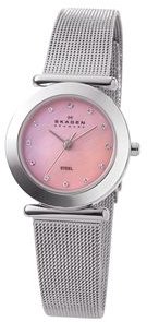 Skagen #107SSSP Women's Pink Glitz Stainless Steel Mesh Bracelet Watch