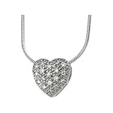 Clevereve's 14K White Gold Diamond Heart Pendant Slide On Chain 7