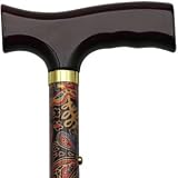 Unisex Adjustable Fritz Cane Paisley Aluminum Shaft, Brown Solid Wood Handle -Affordable Gift for your Loved One! Item #DHAR-52533