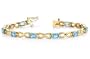 7.50ct total weight oval shape blue topaz bracelet set in 14kt gold. -7 inch
