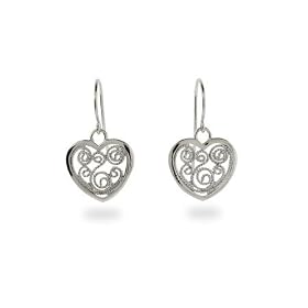 Sterling Silver Vintage Filigree Heart Earrings
