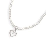 14+1extension Cultured Freshwater Silver Pearl Necklace With Heart and Cz Pendant