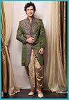 Green Brocade Readymade Sherwani