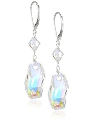 Swarovski Elements Golden Shadow Meteor with Sterling Silver Lever Backs Drop Earrings