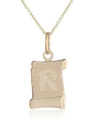 14k Yellow Gold Initial Pendant Necklace A-Z Necklace, 18"