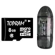 Topram 8GB microSD microSDHC 8G Memory Card Class 6 with SD Adapter and R1 (black) Card Reader - TRmicroSD8Gc6R1b