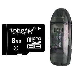 Topram 8GB microSD microSDHC 8G Memory Card Class 6 with SD Adapter and R1 (black) Card Reader - TRmicroSD8Gc6R1b
