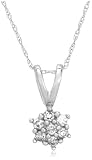 10k White Gold Diamond Cluster Pendant (1/8 cttw, I-J Color, I2-I3 Clarity)