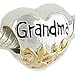 Sterling Silver and 14K Gold GRANDMA HEART BEAD fits PANDORA BIAGI CHAMILIA Bracelet GIFT BOXED