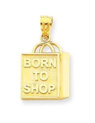 14k Gold Shopping Bag "Born to Shop" Pendant