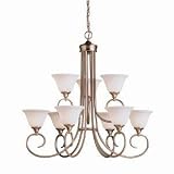 Kichler Lighting 1927NI Bristol 9-Light Chandelier, Brushed Nickel with Satin-Etched Cased Opal Glass