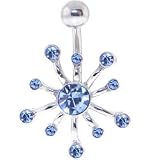 Solar Blue Gem EXPLOSION Belly Button Ring