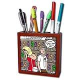 Londons Times Funny Relationships Cartoons - Nerd Dating and Lava Lamps - Tile Pen Holders-5 inch tile pen holder