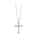 14K White Gold 5/8 ct. Diamond Cross Pendant with Chain