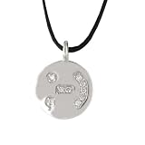 14k White Gold  ;-) Diamond Winking Emoticon Disk Necklace (.05 cttw), 17