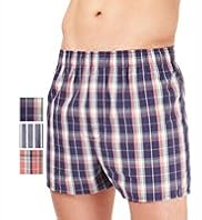3 Pack North Coast Pure Cotton Checked Boxers