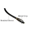 High Performance Braided Toslink Optical Digital Audio Cable with Metal Grips (25ft, Black)
