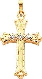 14K Yellow Gold Diamond Cross Pendant Charm Jewelry