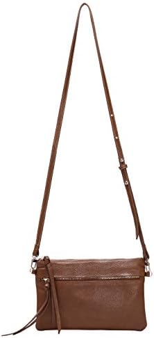 Mighty Purse Luxe X-Body Handbag (Brown) - Women's Smartphone Charging Handbag for iPhones and Android Phones - Genuine Leather Hand Bag with Rechargeable 4000mAh Battery