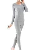 Ekouaer Women's Thermal Wear Winter Long Johns Warm Pajama Set Plus Size(Gray,Large)