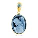 14K Yellow Gold Angel Blue Topaz December Blue Topaz Cameo Pendant