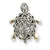 Sterling Silver Marcasite Turtle Pin