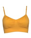 Yellow Seamless Sports Bra Adjustable Strap Included Bra Cups